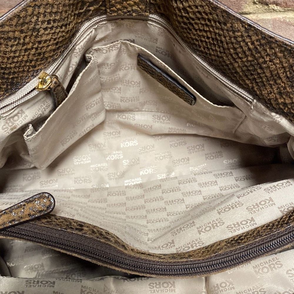 Michael Kors Hamilton Brown Python Snakeskin Leat… - image 8